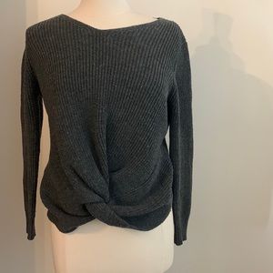 IJOAH  Charcoal Grey V Neck Sweater w/ Knotted Front M